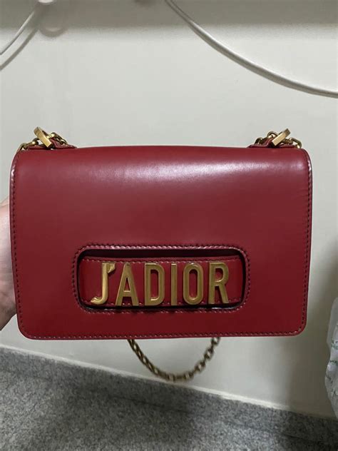 CHRISTIAN DIOR Calfskin J'Adior Chain Flap Bag Red